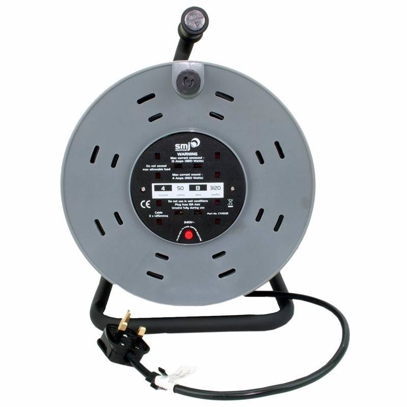 4 Gang 50m Heavy Duty Cable Reel with Thermal Cut Out