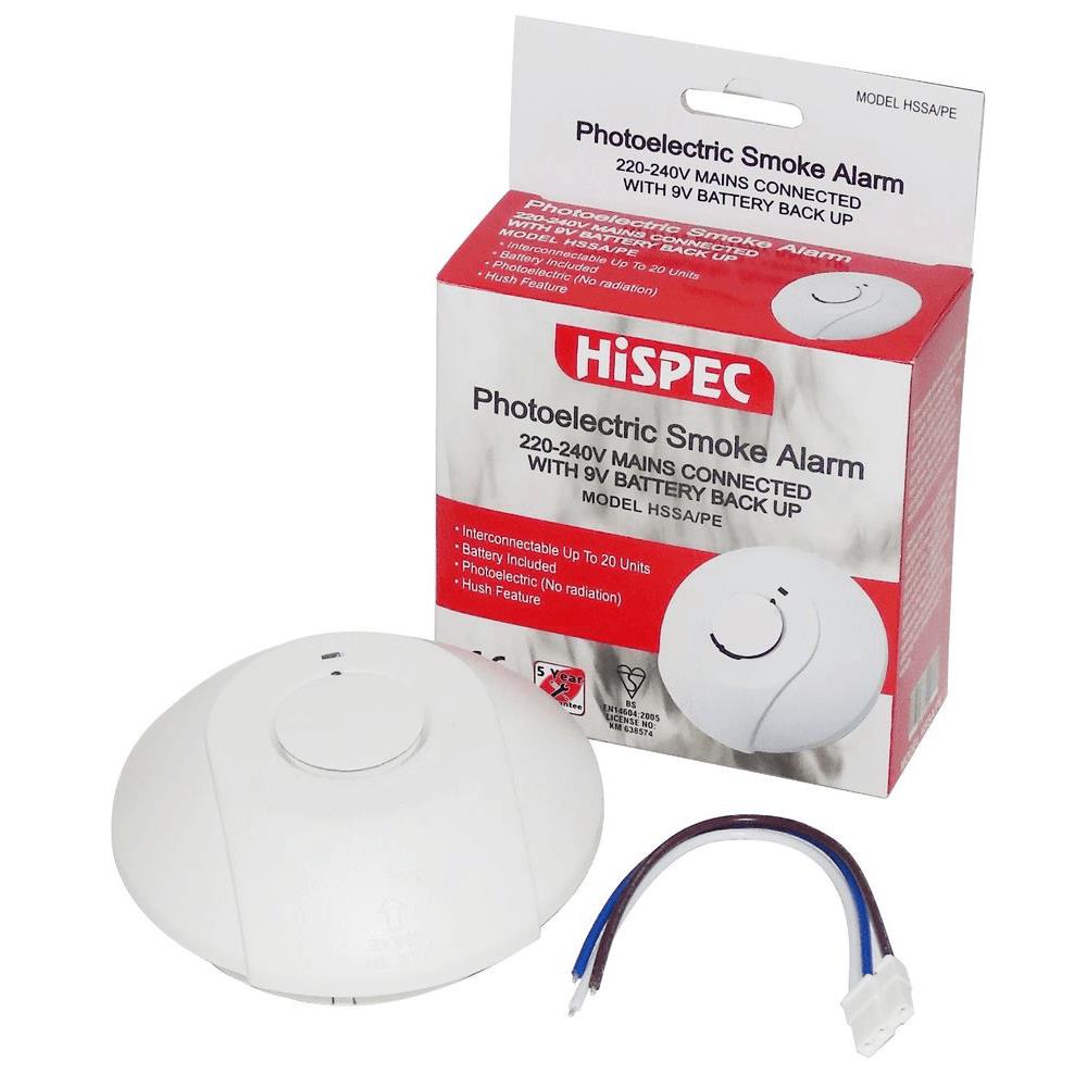 Mains Smoke Detector with 9V Battery Backup