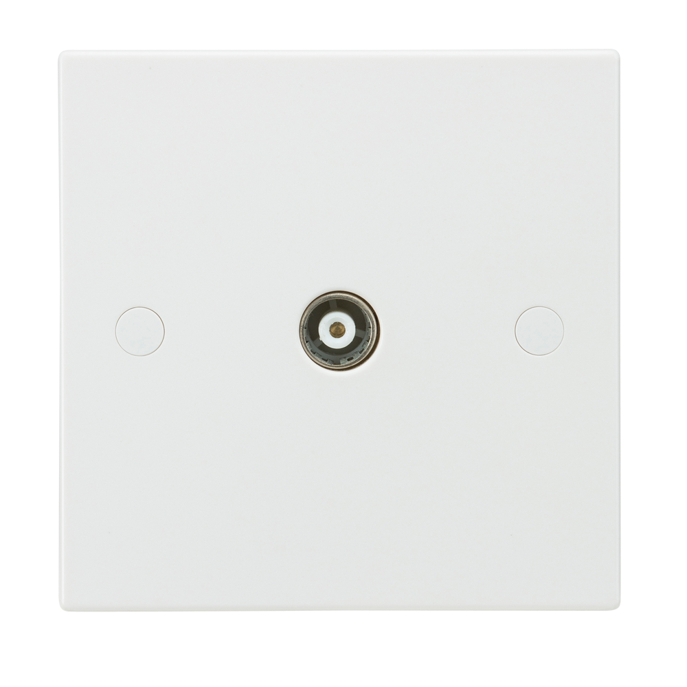 White Coaxial TV Outlet Isolated Single Wall Plate