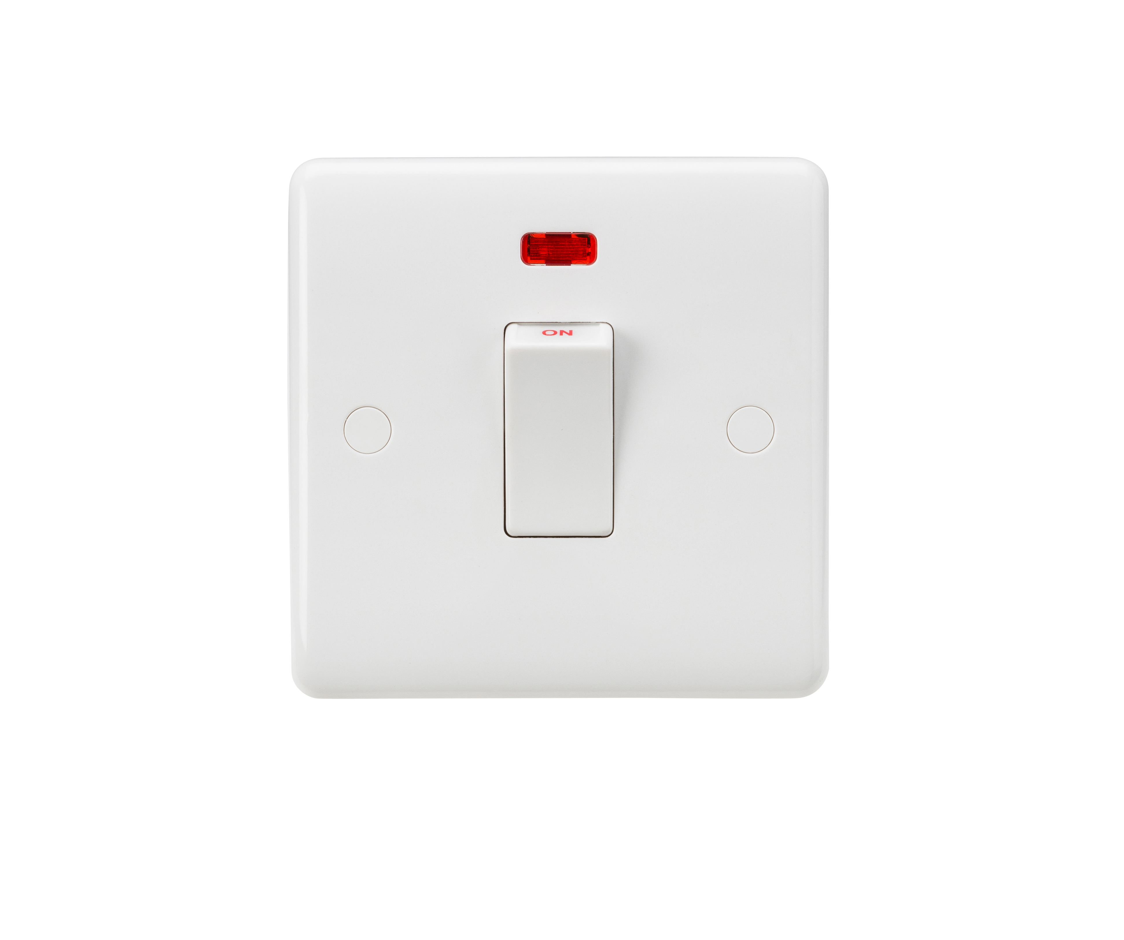 Curved Edge 45A 1G DP Switch with Neon (White Rocker)