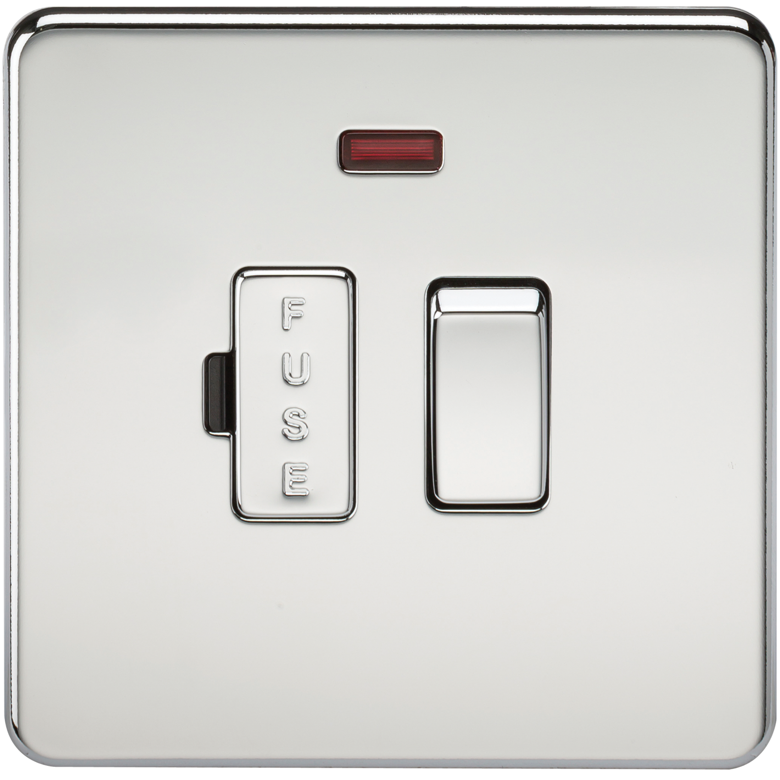 13A Screwless Polished Chrome Switched Fused Spur Connector Unit with Neon