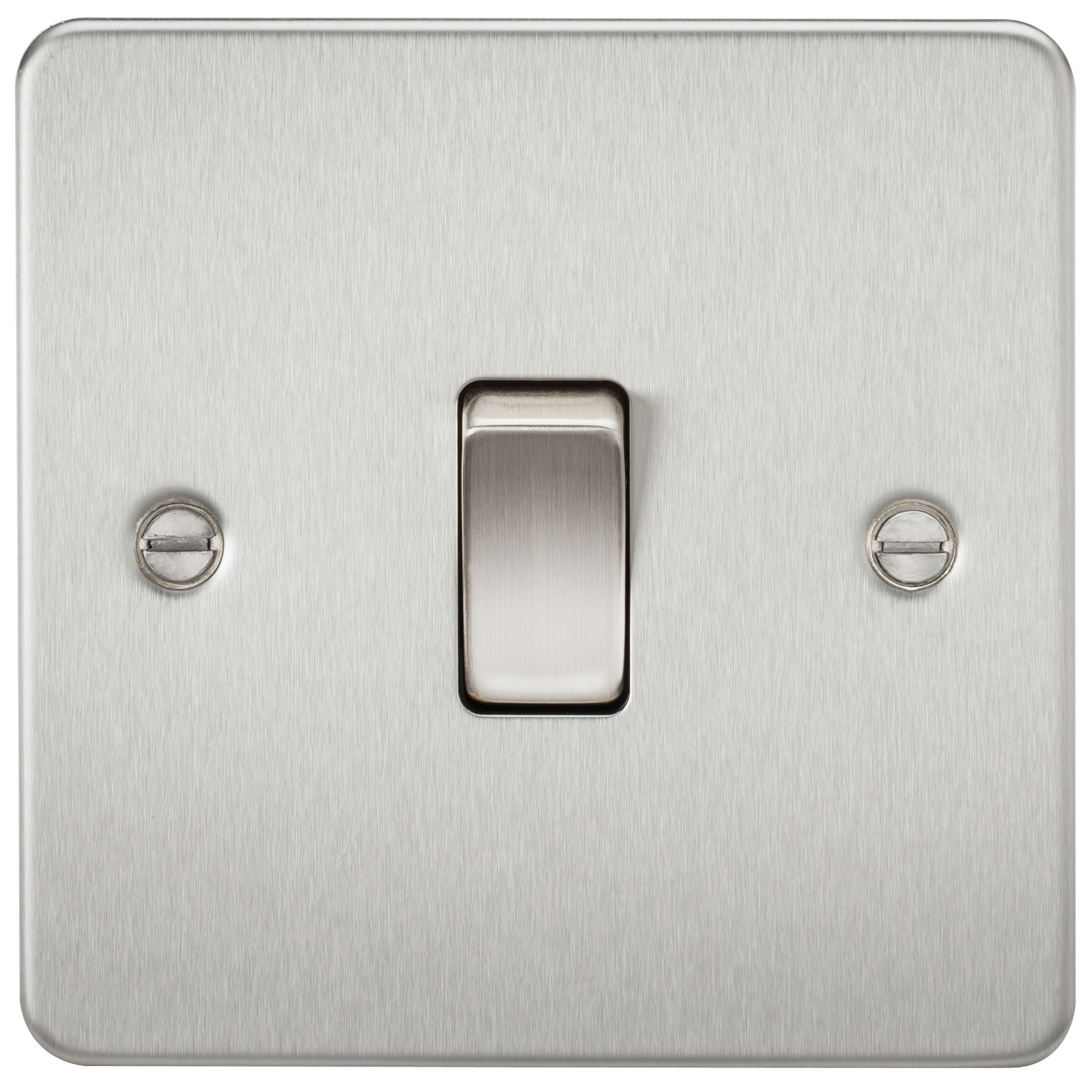 Brushed Chrome 1G Intermediate Flat Plate Switch - Rocker Switch
