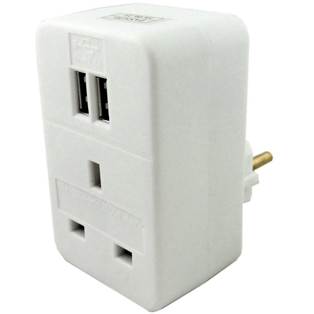 UK to EU Travel Adaptor with 2 x USB