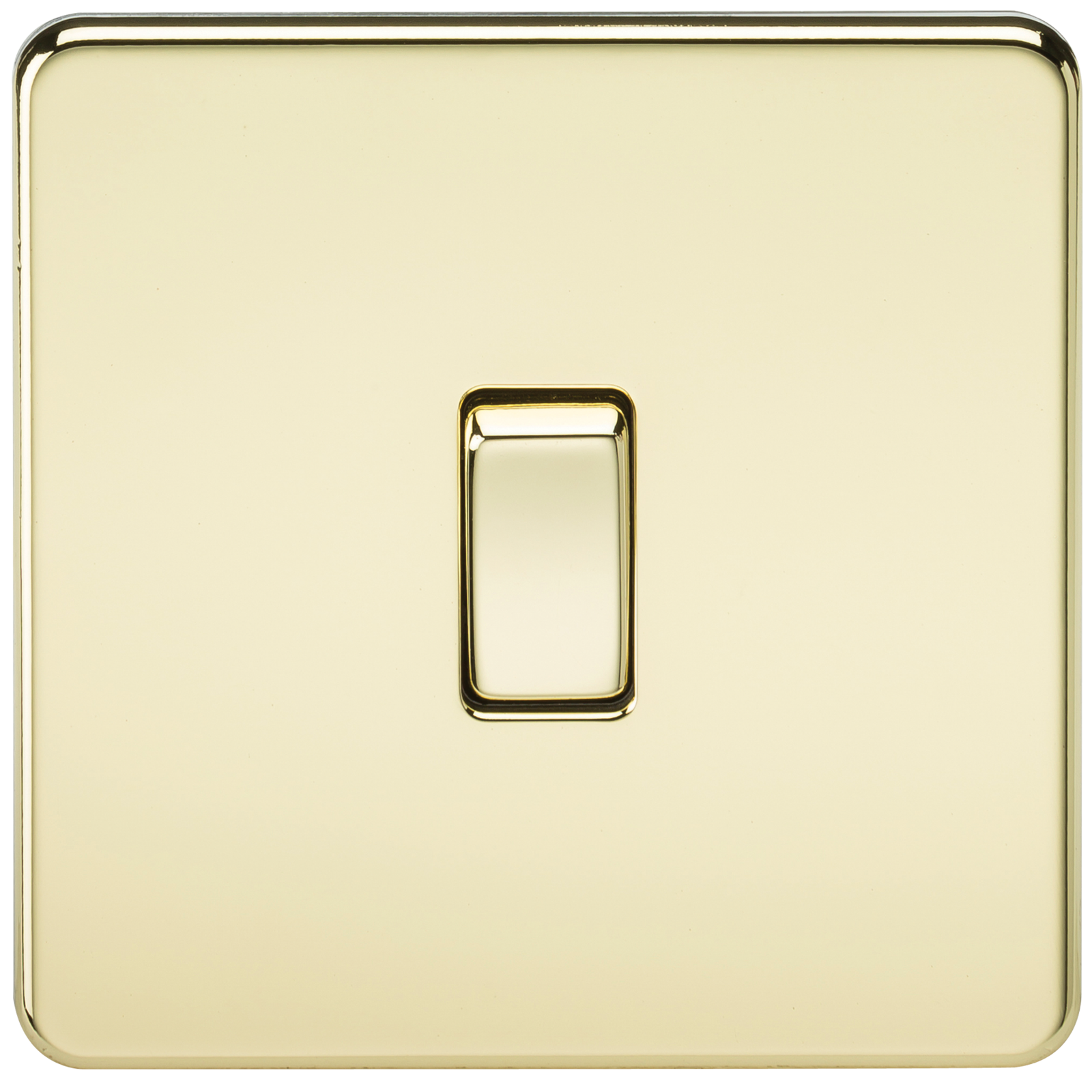 10A 1G 2 Way 230V Screwless Polished Brass Electric Wall Plate Switch