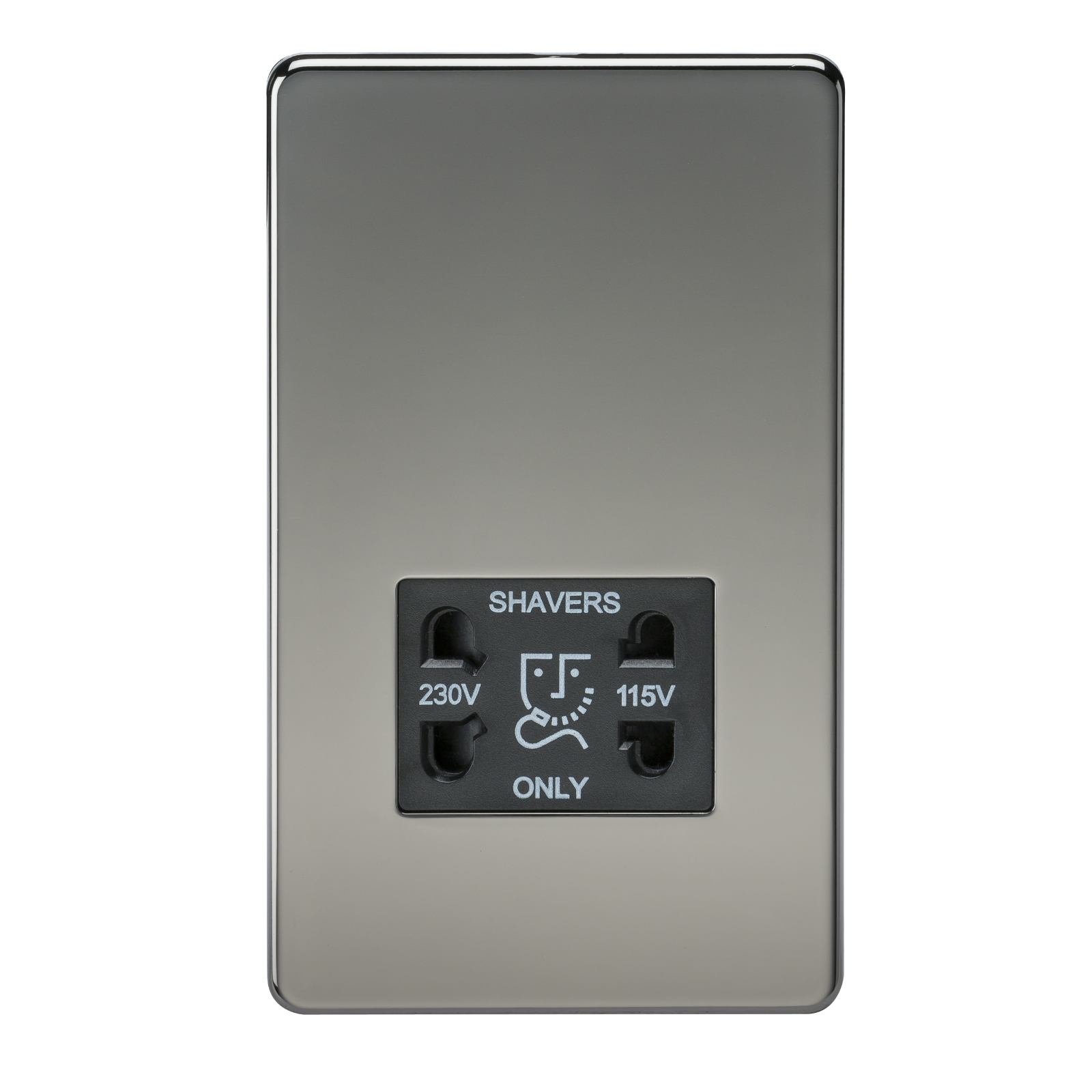 Screwless Black Nickel Shaver Socket Dual Voltage 115/230V - Black Insert