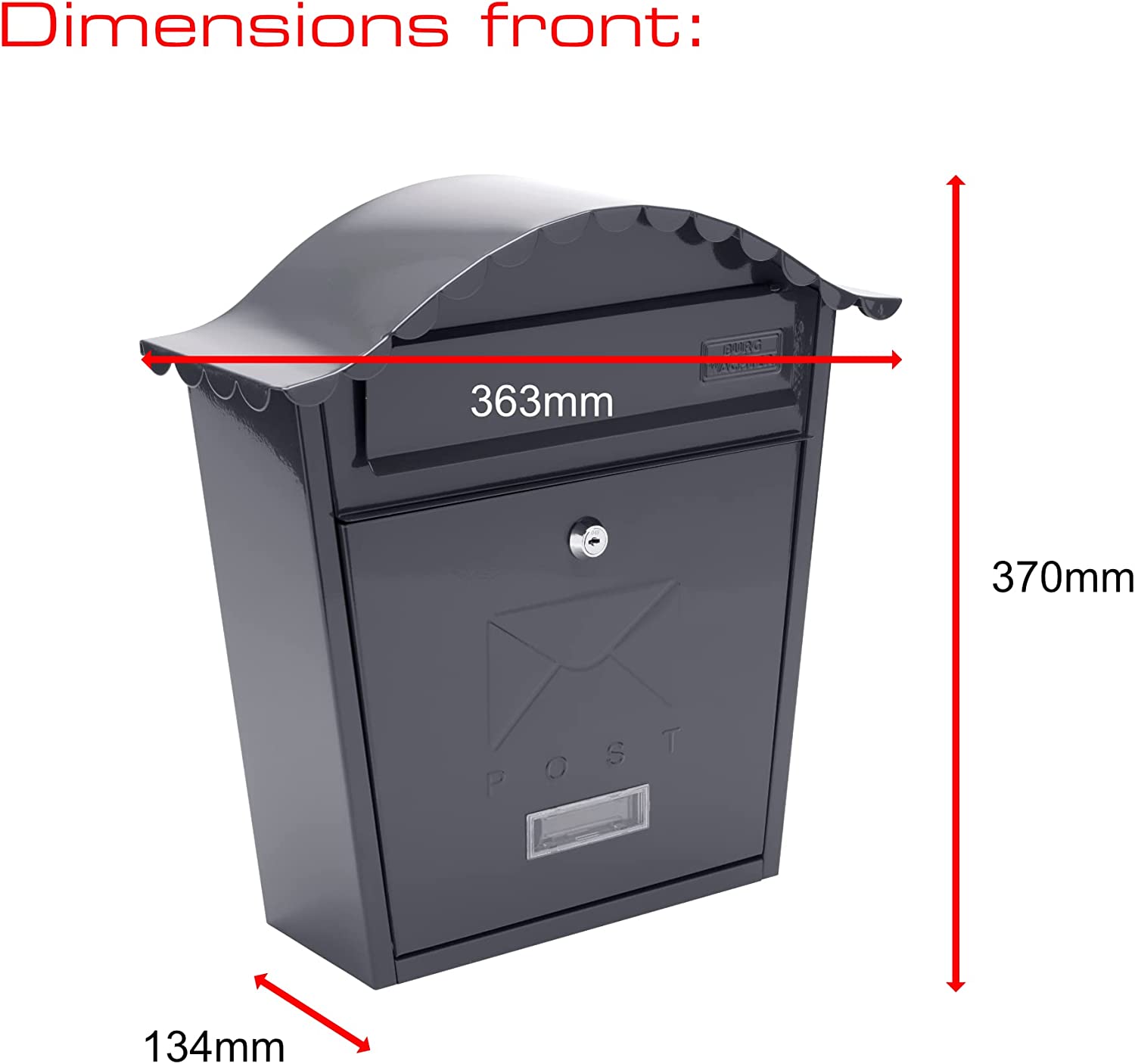 Classic Galvanised Steel Wall Mounted Postbox, Anthracite