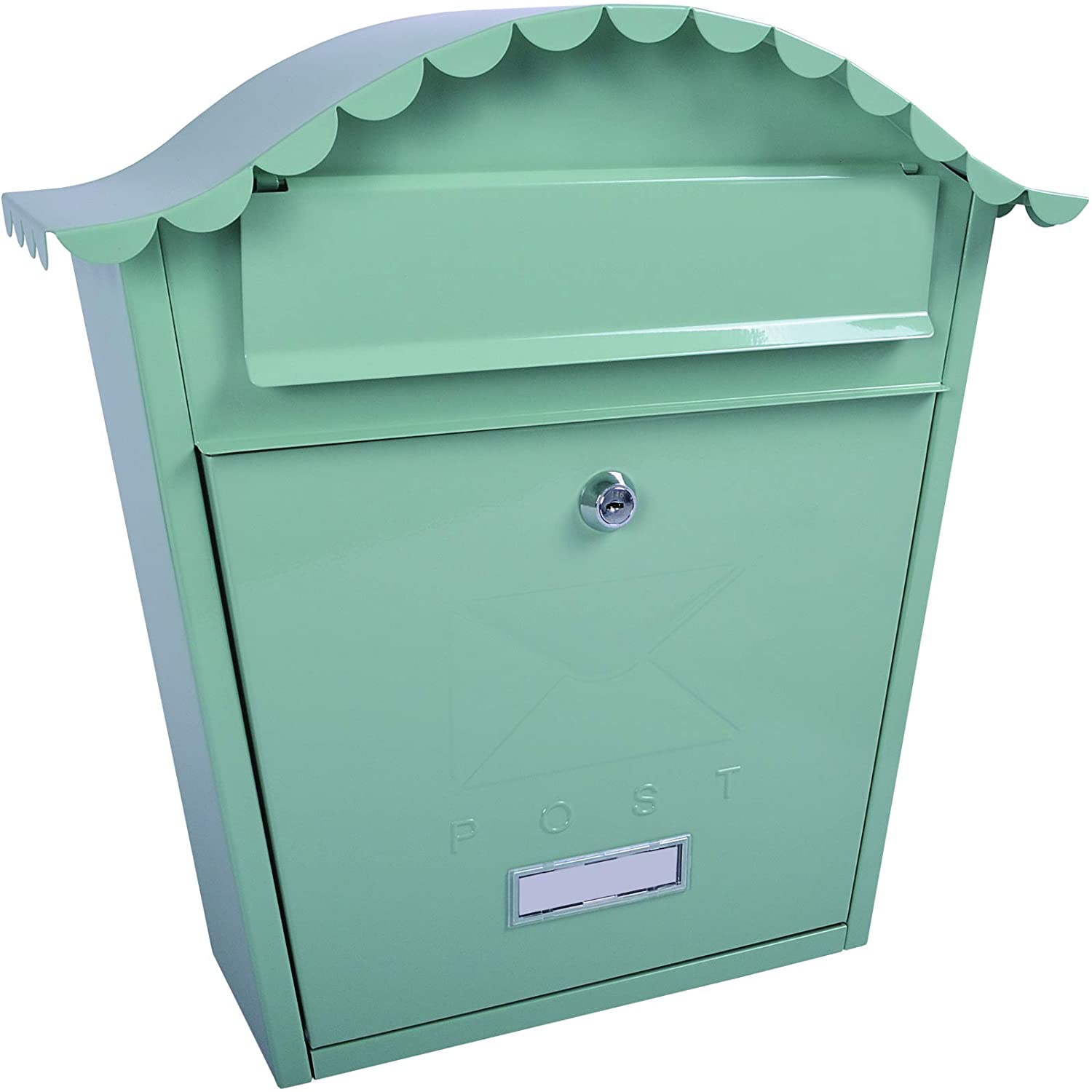 Classic Galvanised Steel Wall Mounted Postbox, Chartwell Green