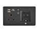 Screwless 10AX 3G 2-Way Switch - Matt Black with black rockers