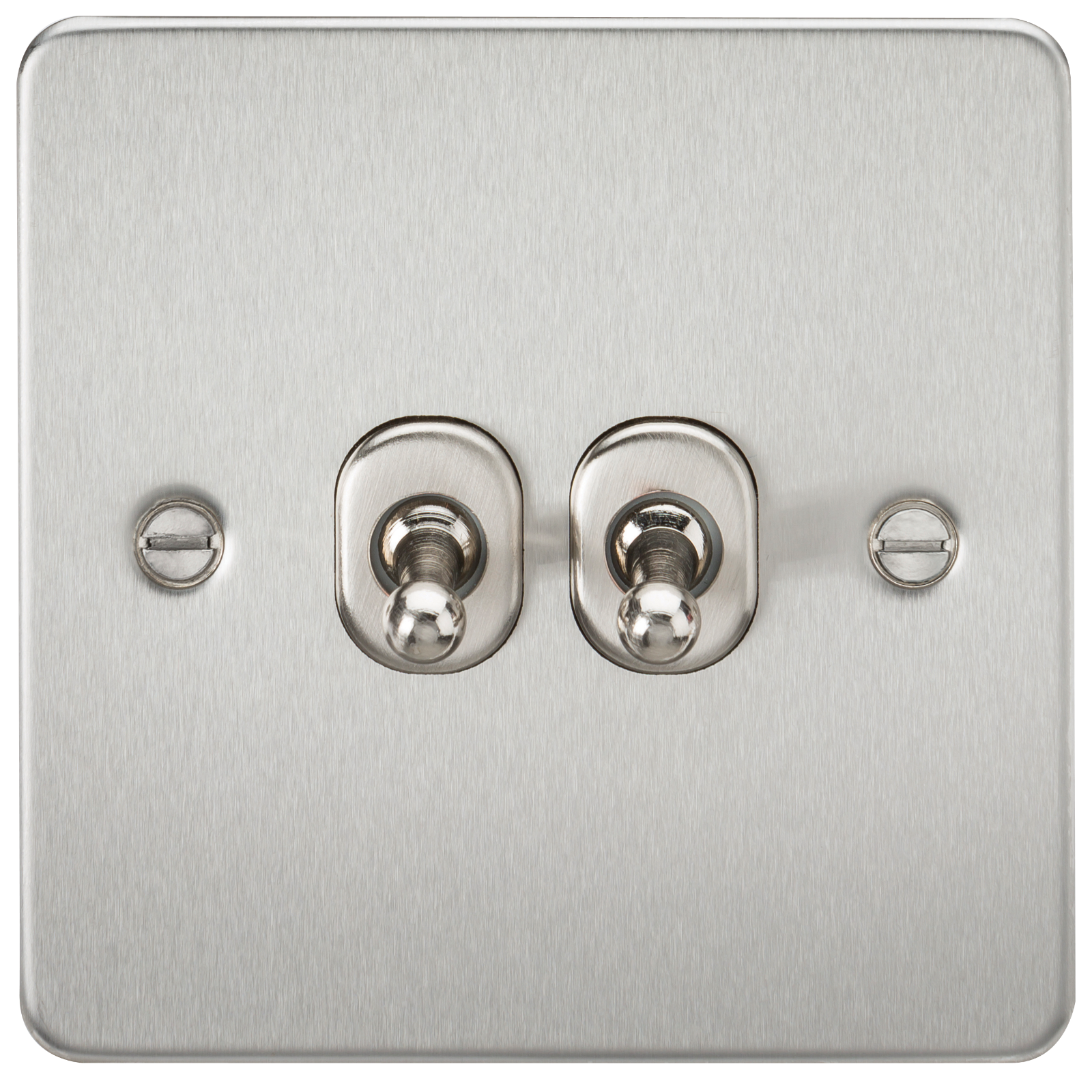 Flat Plate 10AX 2G 2-way toggle switch - brushed chrome