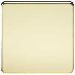 Screwless 1G Blanking Plate Polished Brass