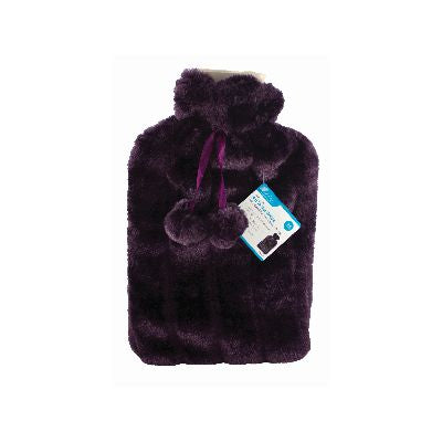 2L Hot Water Bottle With Plush Faux Fur Cover, Purple