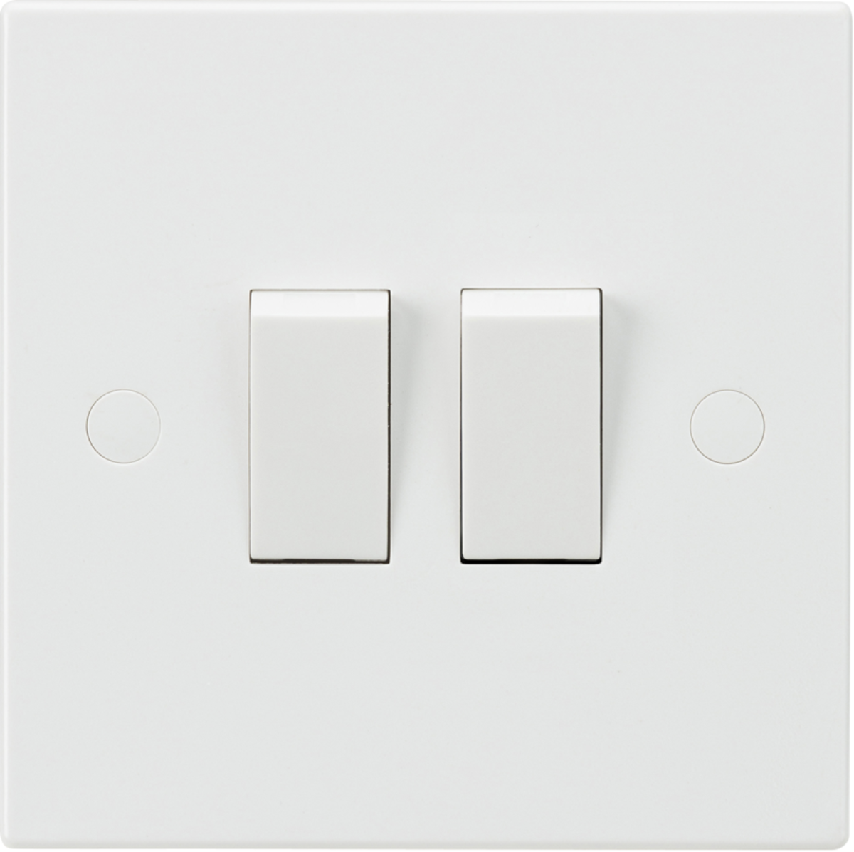 10A White 2G Twin 2 Way 230V Electric Wall Plate Switch