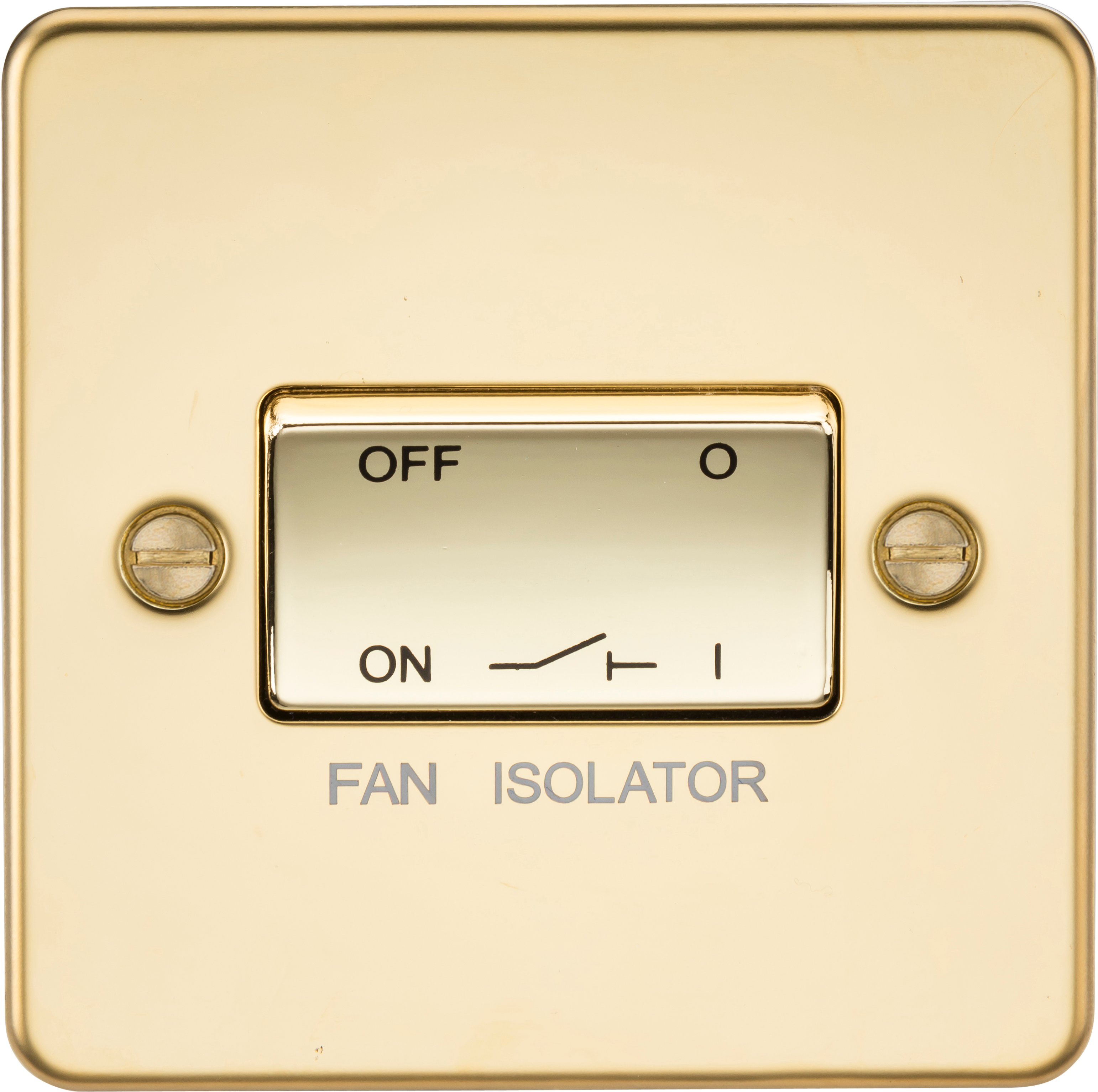 Flat Plate 10AX 3 Pole Fan Isolator Switch - Polished Brass