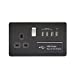2G 13A Screwless 1G Matt Black Switched Socket with Quad 5V USB Charger Ports