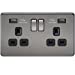 1G 5A Screwless Black Nickel Round Pin 230V Unswitched Electrical Wall Socket - Black Insert