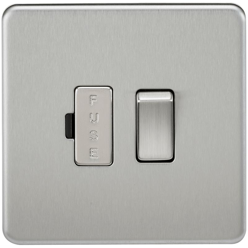 13A Screwless Brushed Chrome Switched Fused Spur Connector Unit
