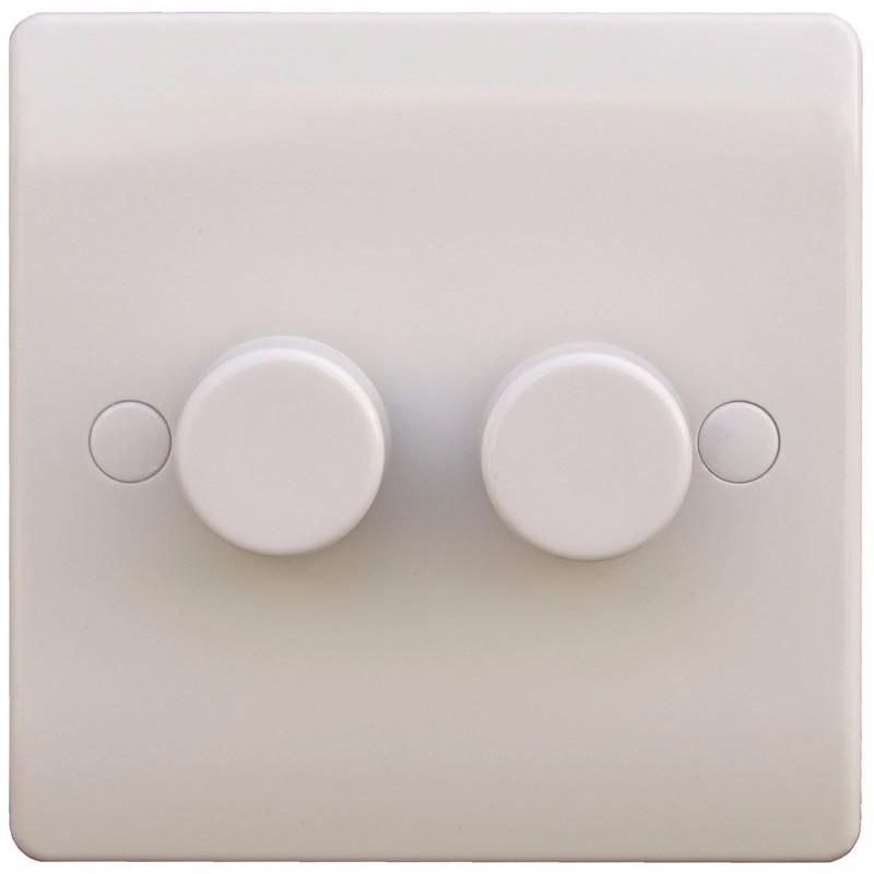 Sline 40-400W White 2G 2 Way 230V Electric Dimmer Switch Wall Plate
