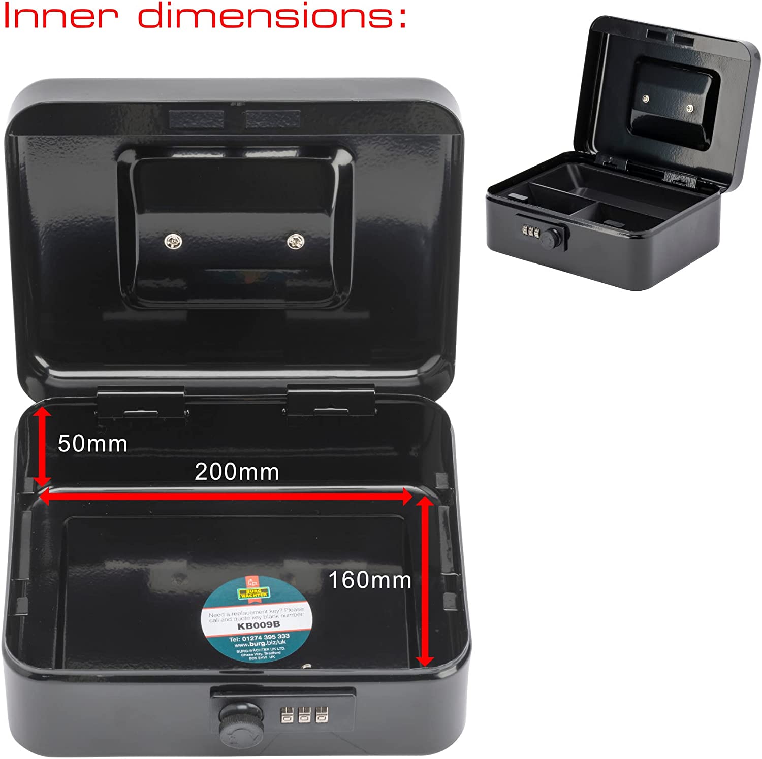 8 Combination Cash Box - Black