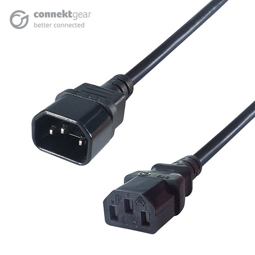 Black IEC Extension IEC Female C13 to IEC Male C14 UPS Computer Power Cable - 5m