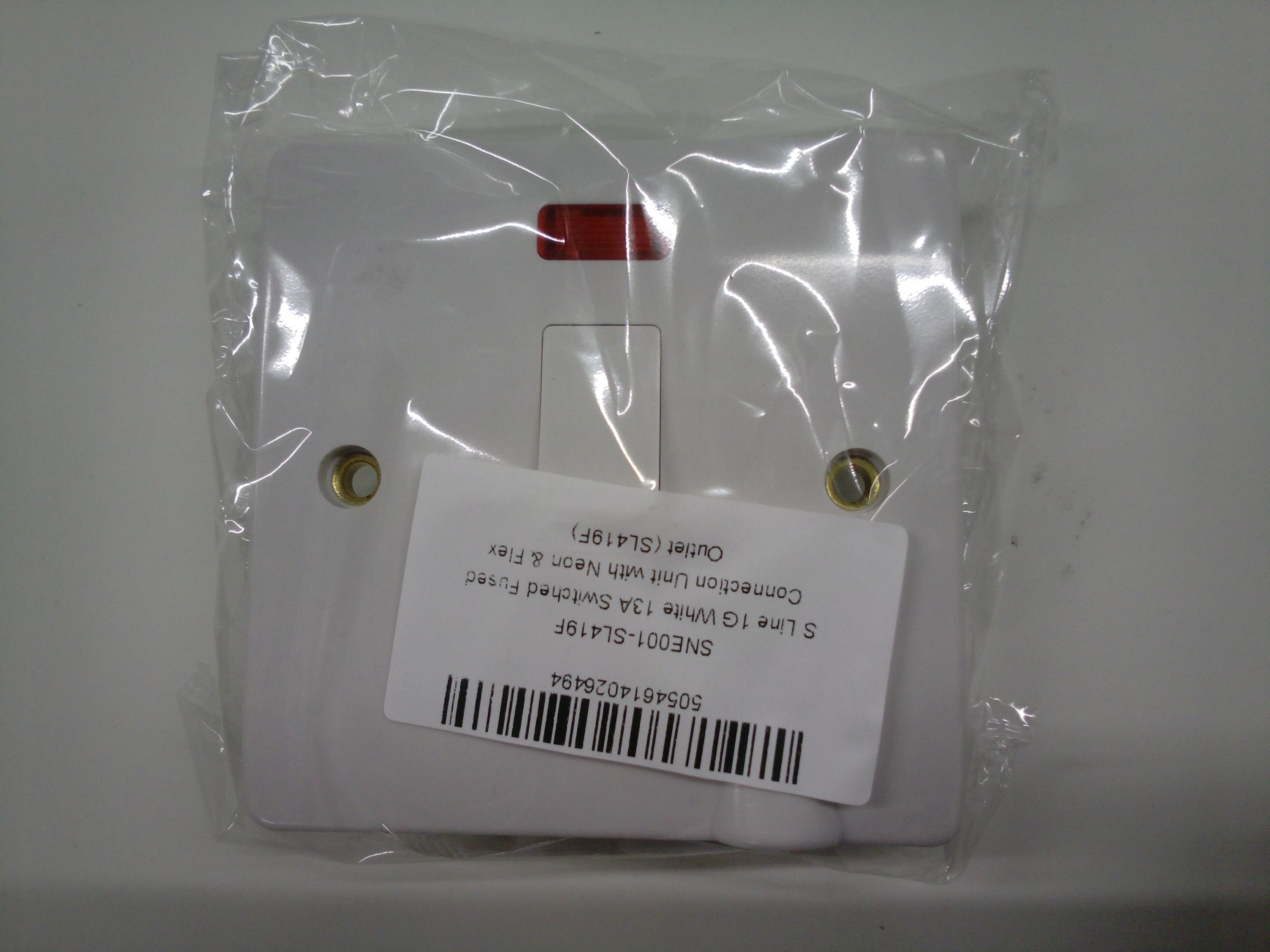 Sline 13A White Switched Connection Unit with Neon Fused & Flex Spur Electric Wall Plate