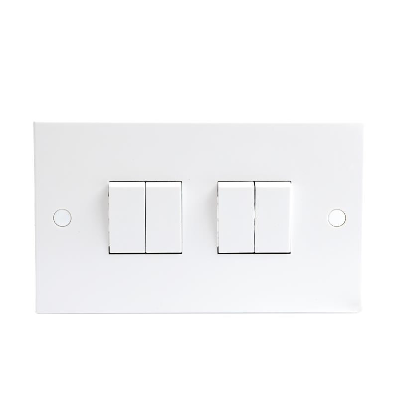 10A White 4G 2 Way 230V Electric Wall Plate Switch