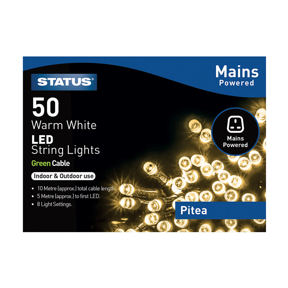 50 LED Indoor/Outdoor Mains String Lights - Warm White