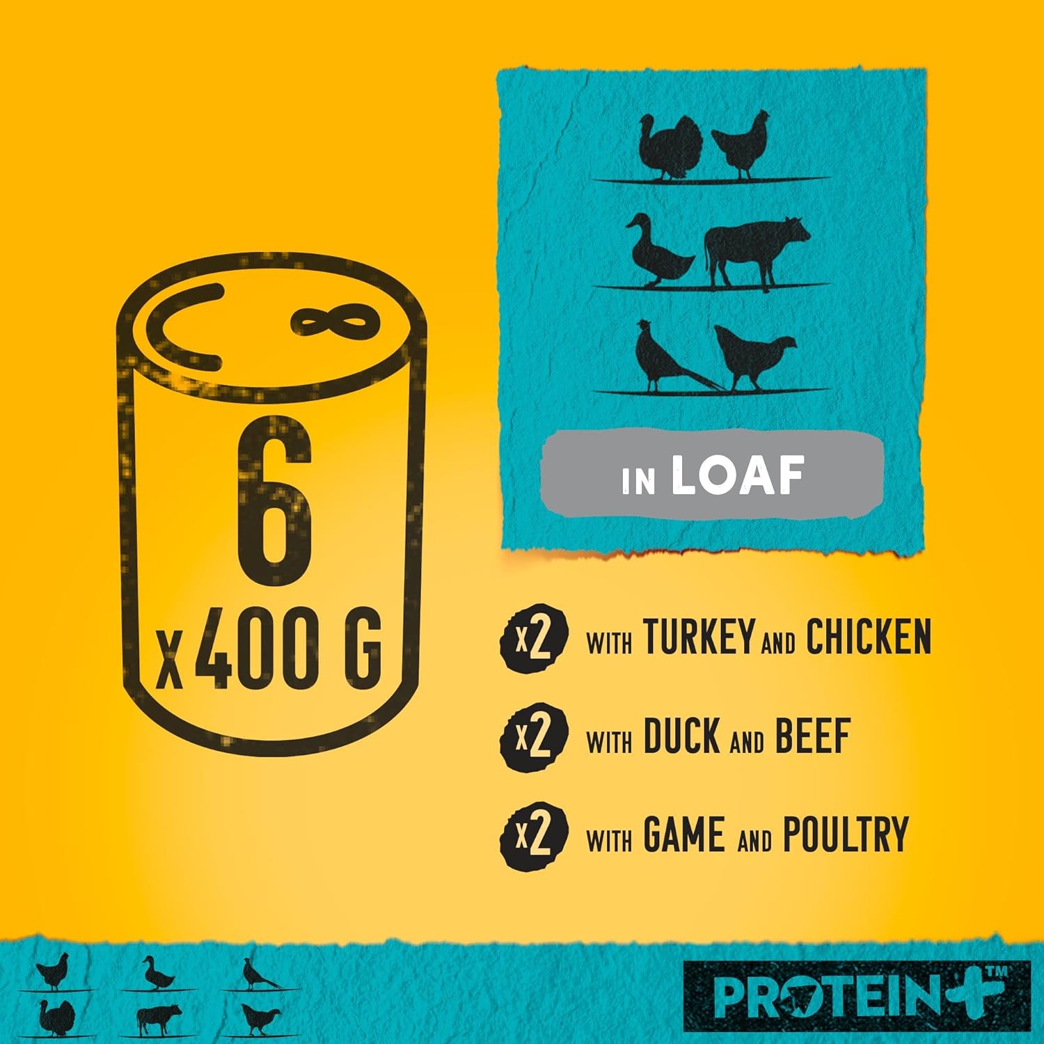 Pedigree Protein Plus Dog Food Tins – 6 x 400g | High Protein Wet Dog Food