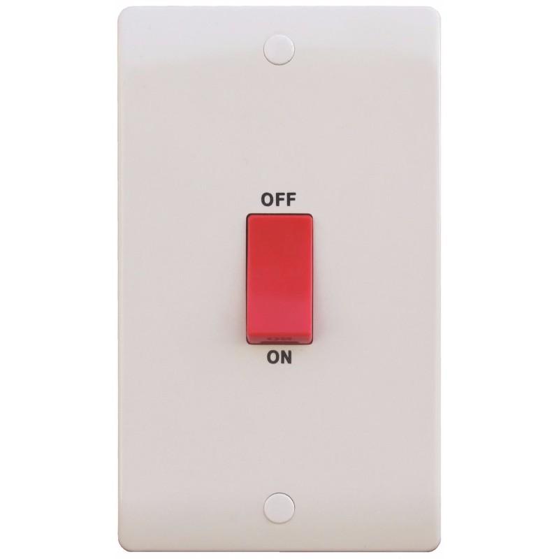 Sline 45A White 2G Double Pole 230V Electric Cooker Wall Plate Switch