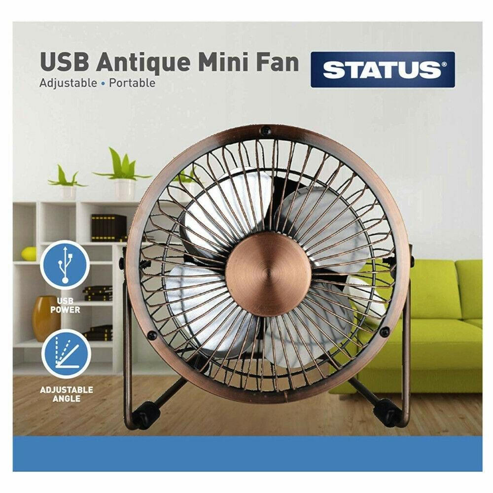 4 Inch Mini USB Metal Desk Fan (Brass)