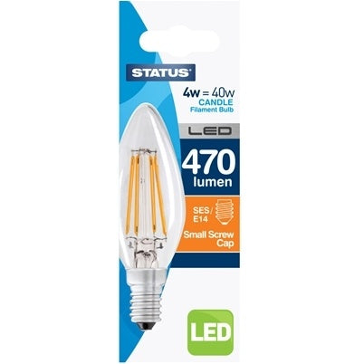 4W Candle LED Filament Bulb - Small Edison Screw