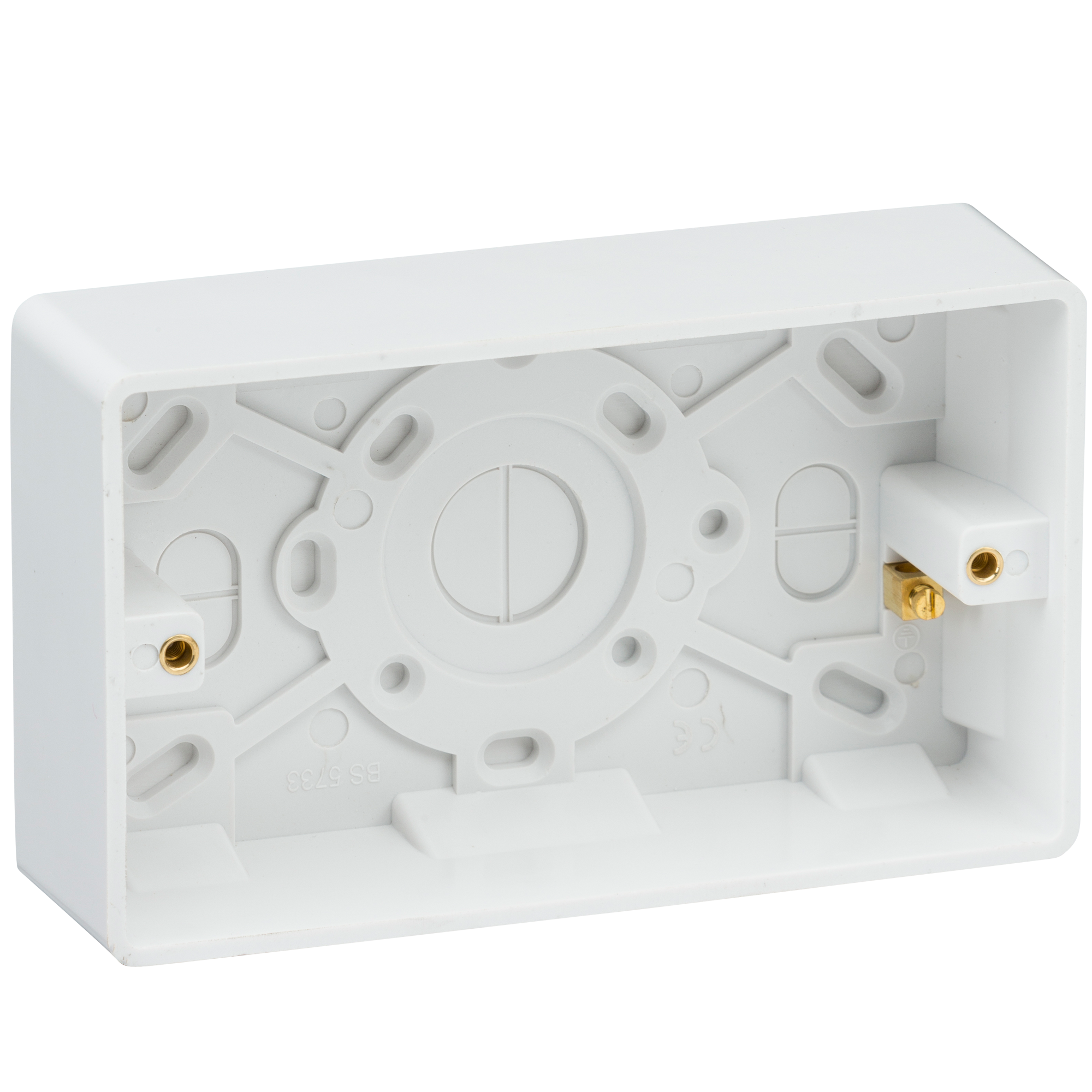 Curved Edge Double 35mm Pattress Box with Earth Terminal