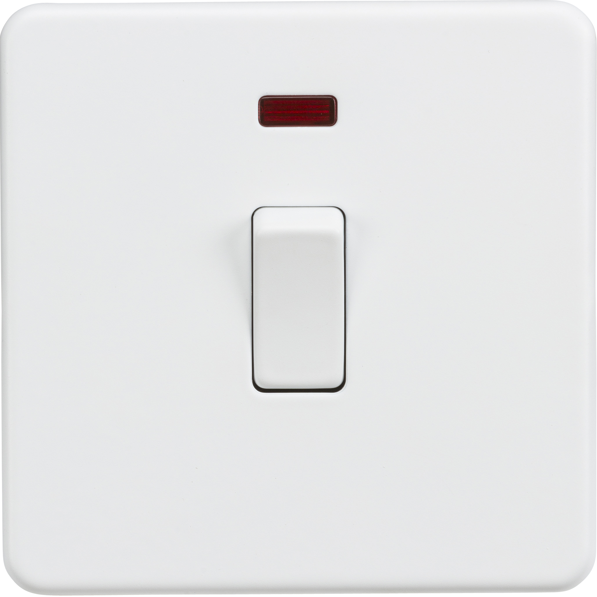 Screwless 20A 1G DP Switch with Neon - Matt White
