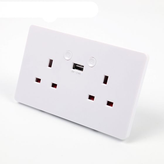 Smart Wi-Fi 13A Wi-Fi Twin Wall Sockets with single USB. Push button
