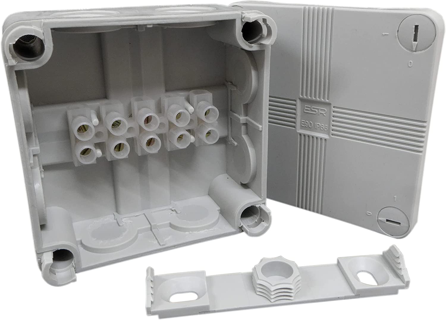 Grey IP66 Weatherproof External Outdoor Junction Adaptable Box With 5 Way Connector