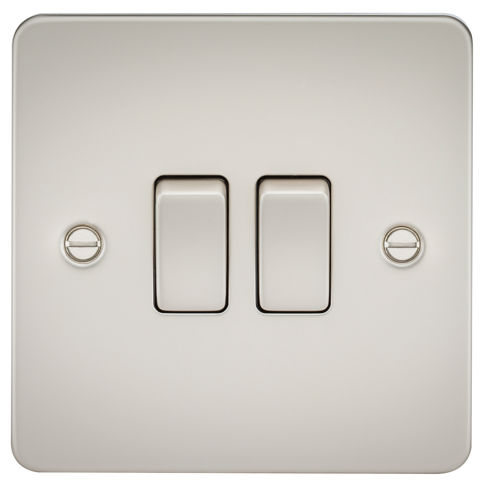 Flat Plate 10AX 2G 2-way switch - pearl