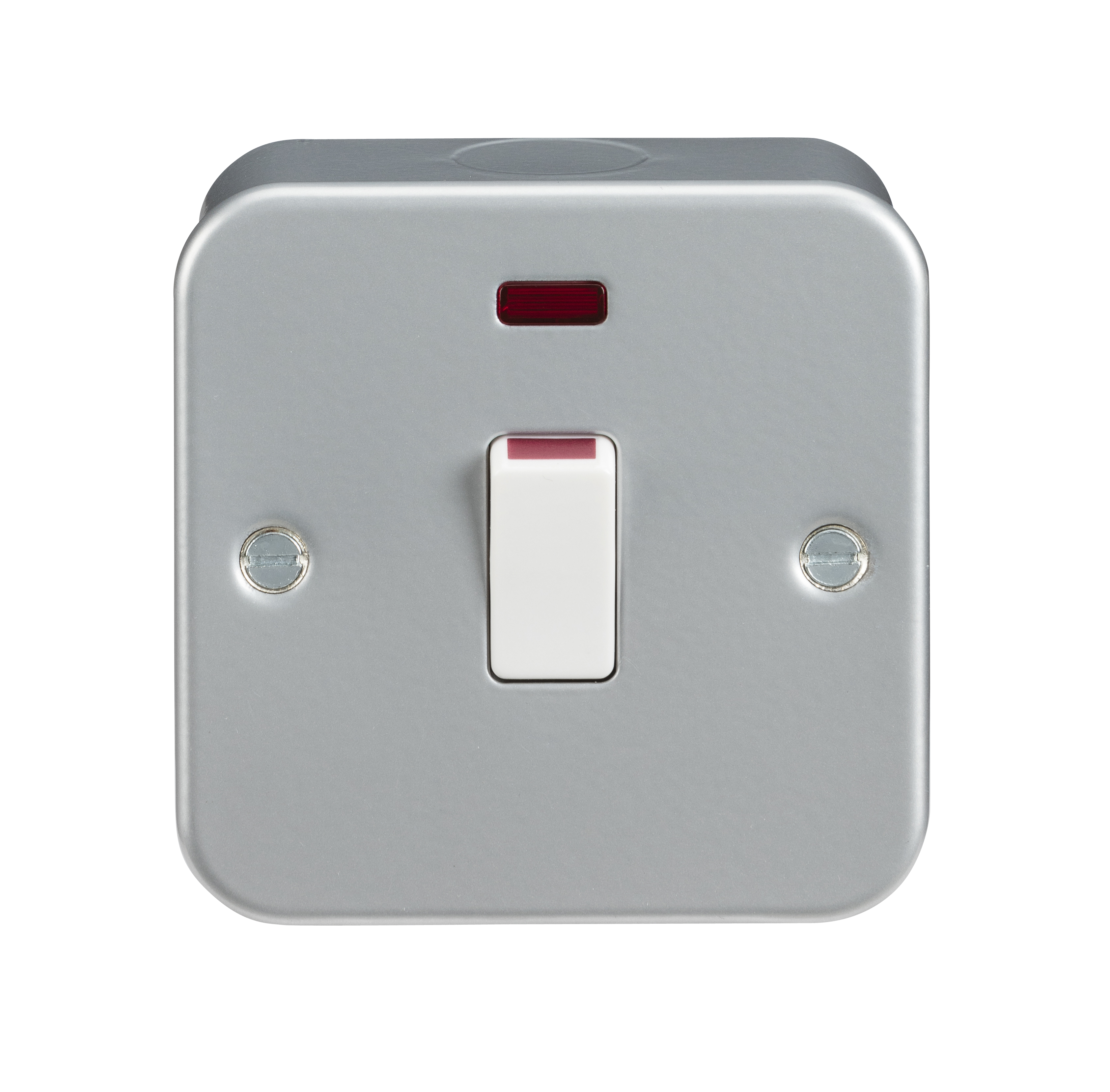 20A Metal Clad 1G Double Pole 230V Electric Wall Plate Switch With Neon