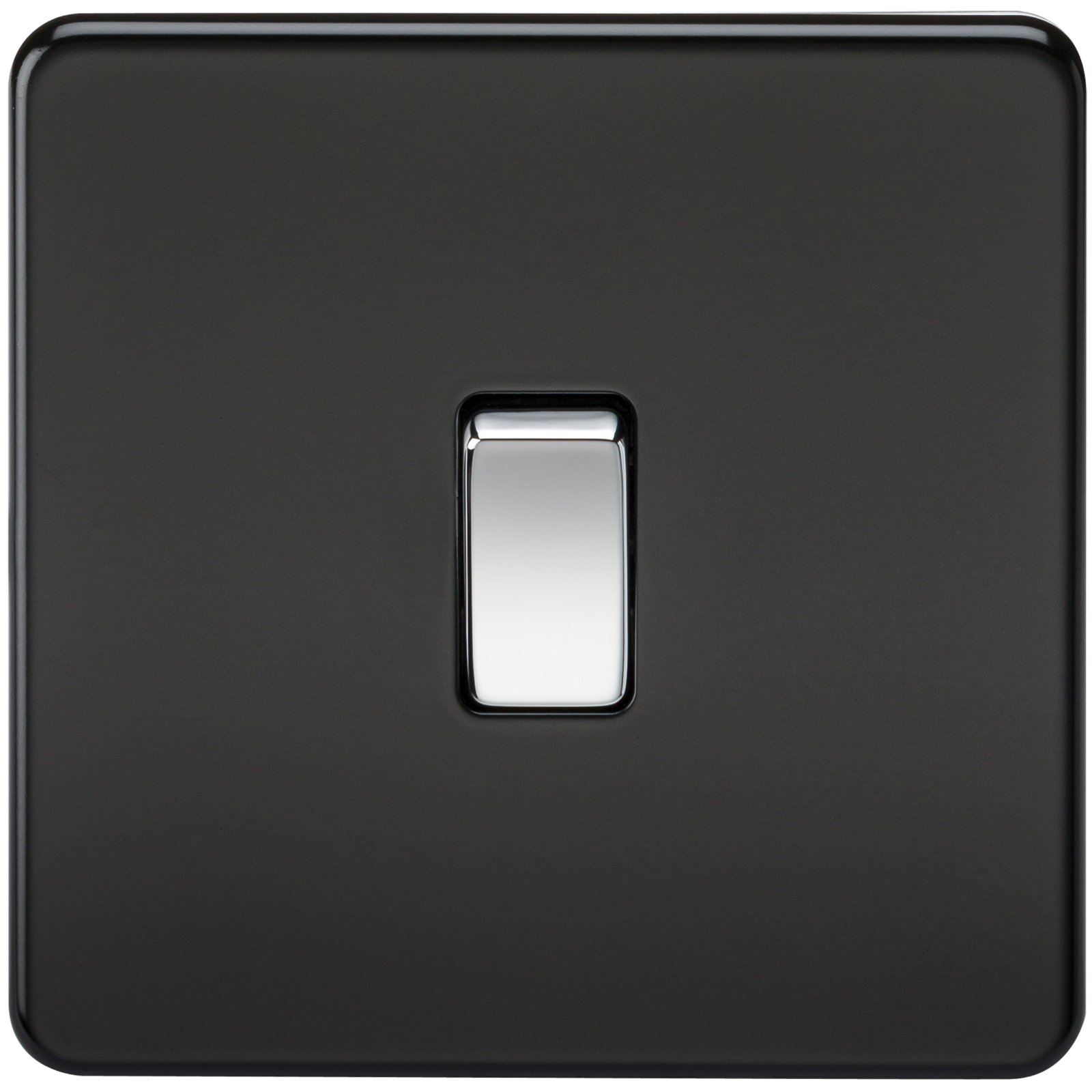 10A 1G 230V Screwless Matt Black Intermediate Switch Wall Plate