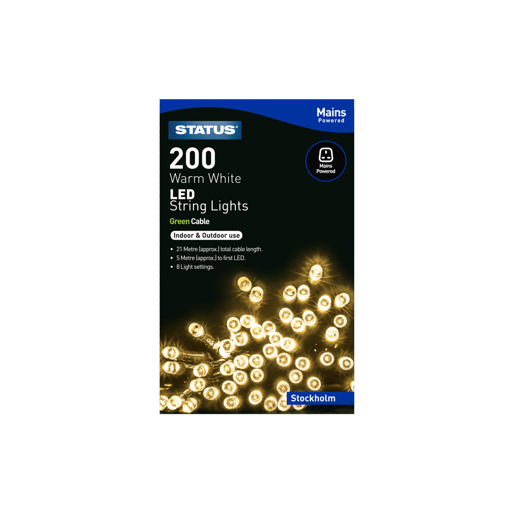 Stockholm - 200 - Warm White - LED - Indoor/Outdoor - Mains Powered - String Festive Lights