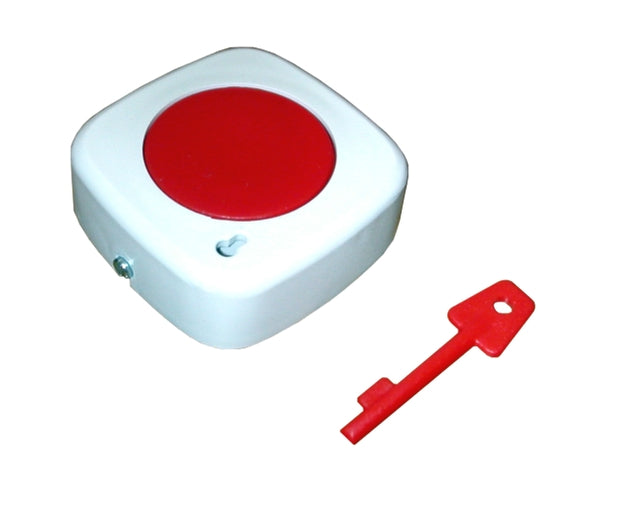 Panic Button Personal Attack Alarm Latching White Plastic - Single Button Centre Push