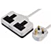 White UK 3 Pin Plug With 2 Gang 2G Socket Extension Cord Cable Lead - 10m
