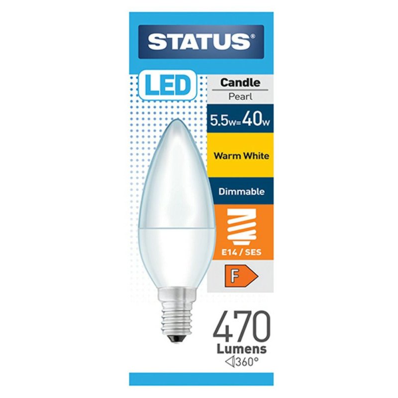 5.5W BC Candle Pearl LED Bulb - Dimmable - Small Edison Screw