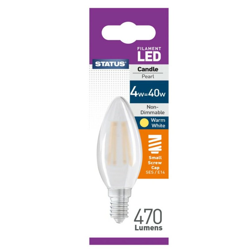 4W Candle LED Pearl Filament Bulb - Small Edison Screw