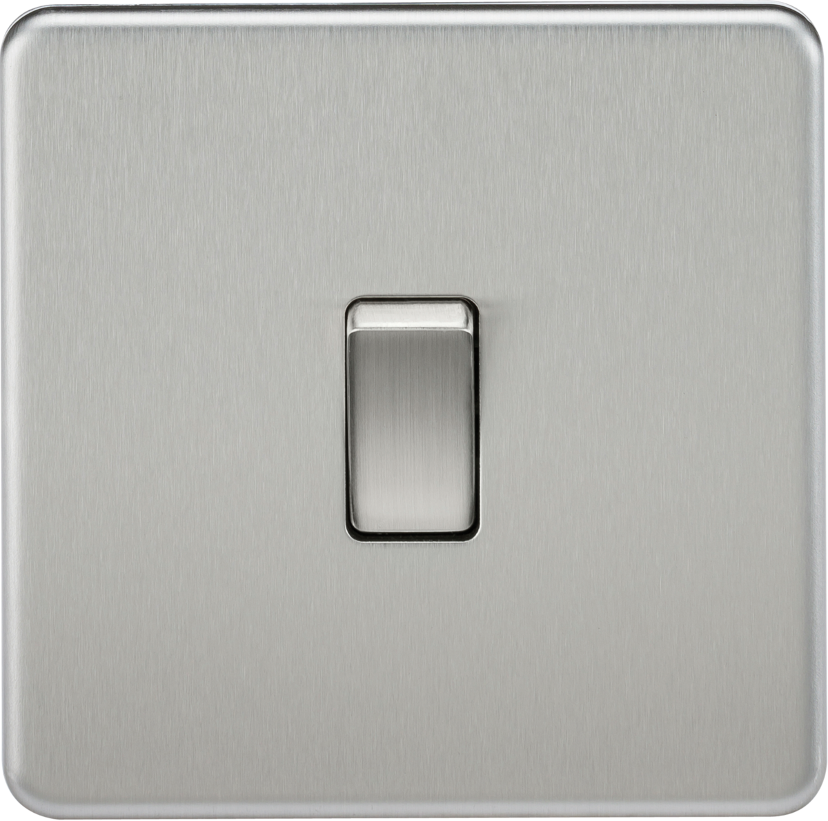 10A 1G 230V Screwless Brushed Chrome Intermediate Switch Wall Plate