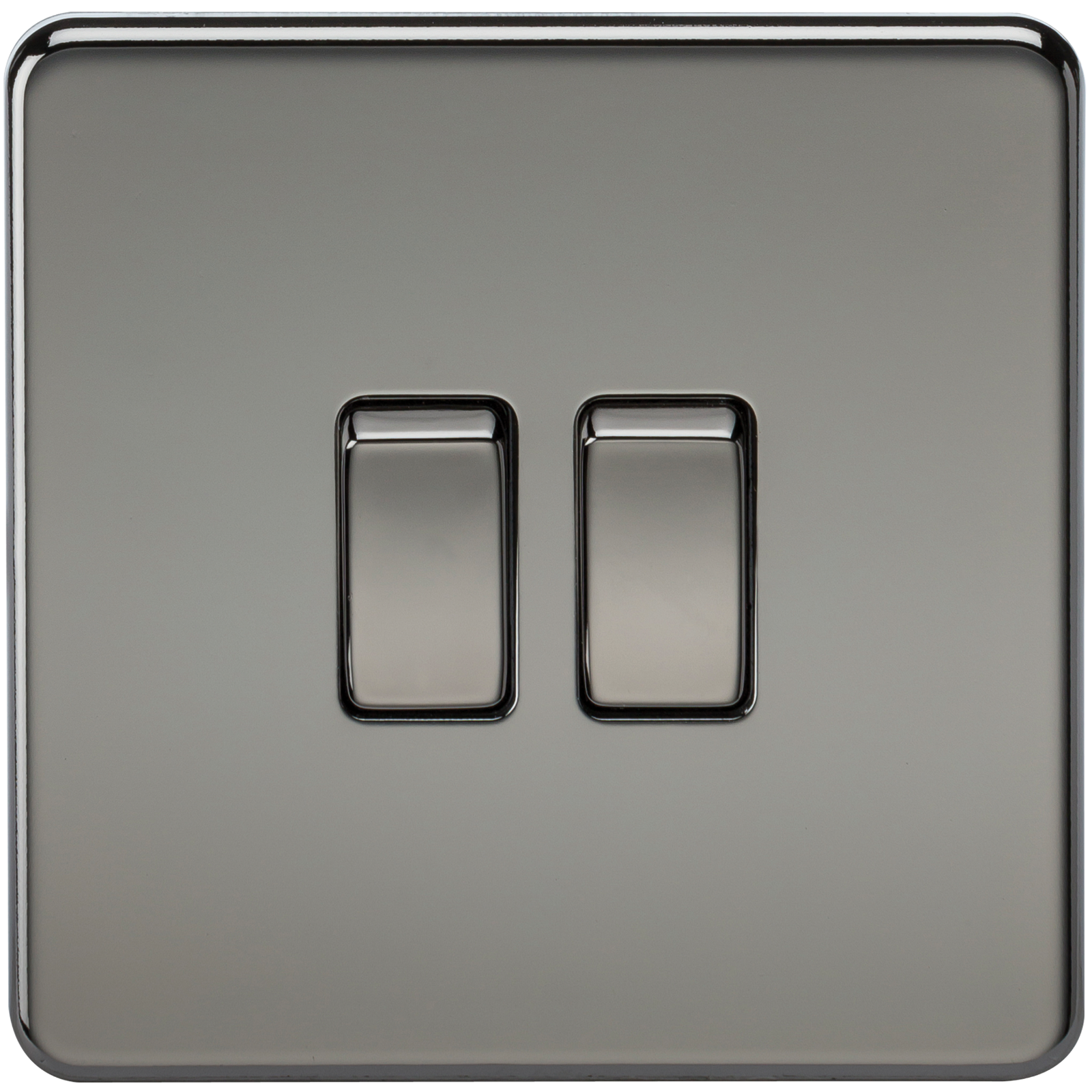 10A 2G 2 Way 230V Screwless Black Nickel Electric Wall Plate Switch