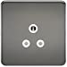 1G 5A Screwless Black Nickel Round Pin 230V Unswitched Electrical Wall Socket - White Insert