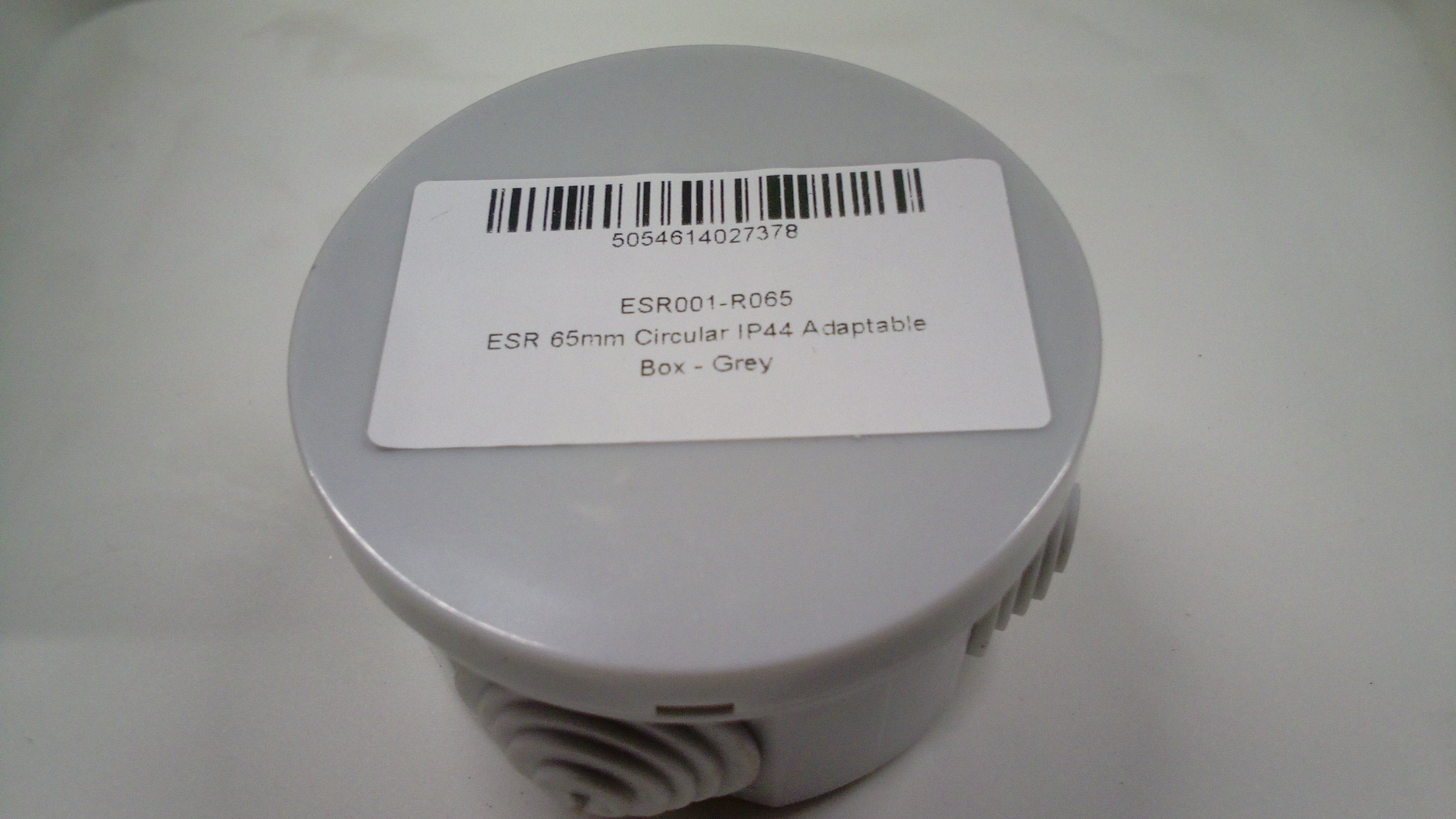 65mm IP44 Round PVC Junction Box with Knockouts - Grey