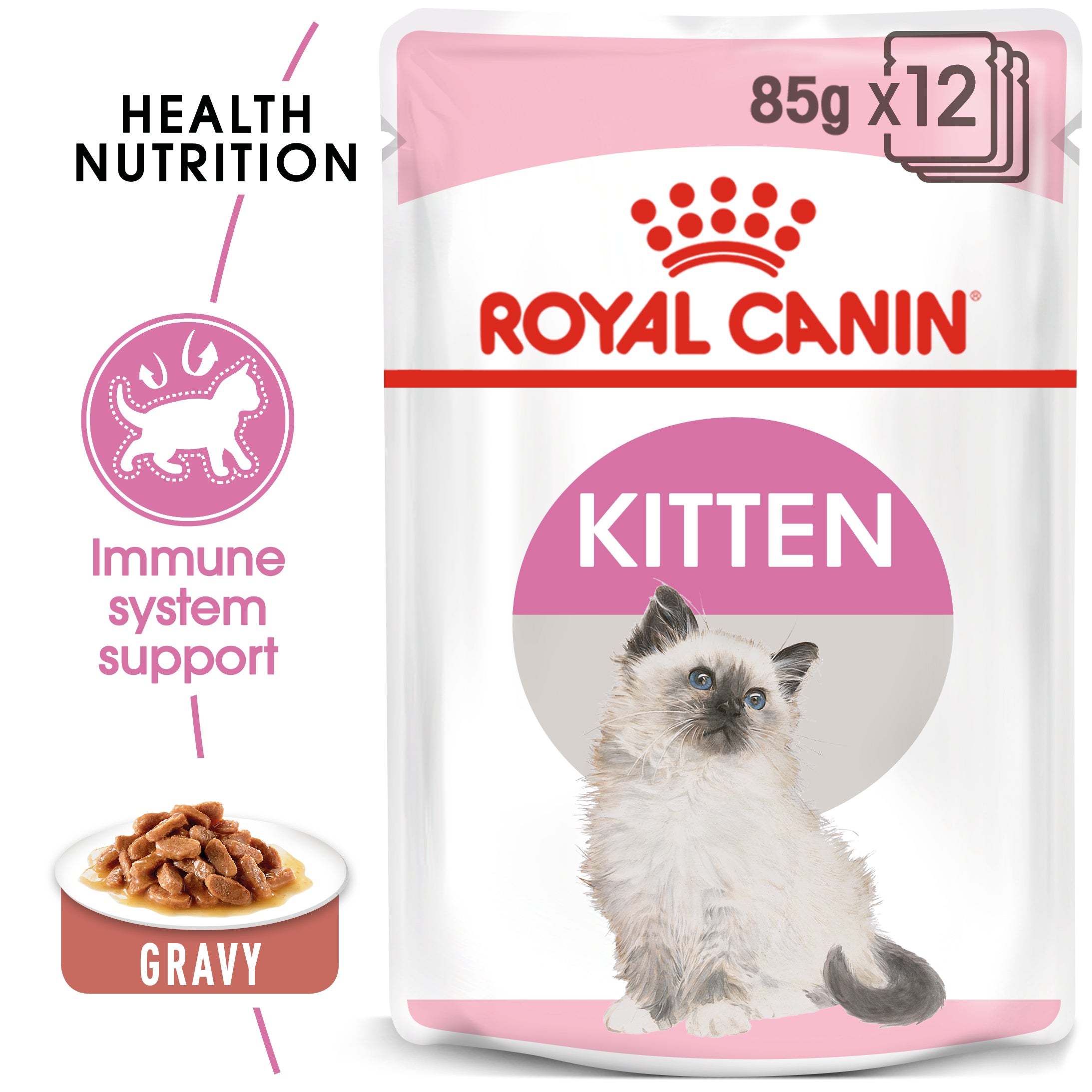 ROYAL CANIN Kitten in Gravy Wet Food, 85g x 12 Pack