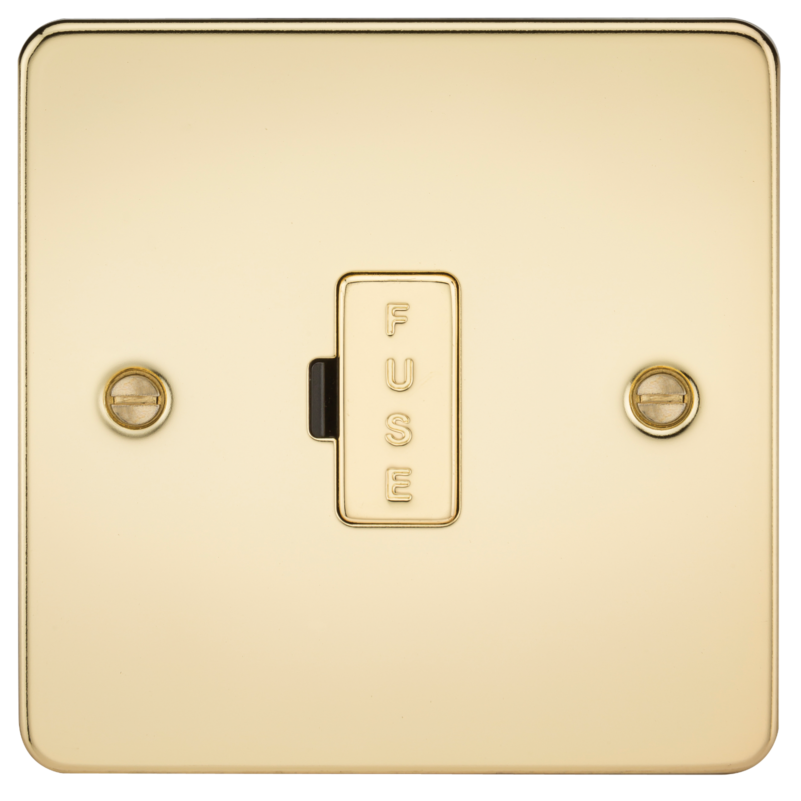 Flat Plate 13A fused spur unit - polished brass