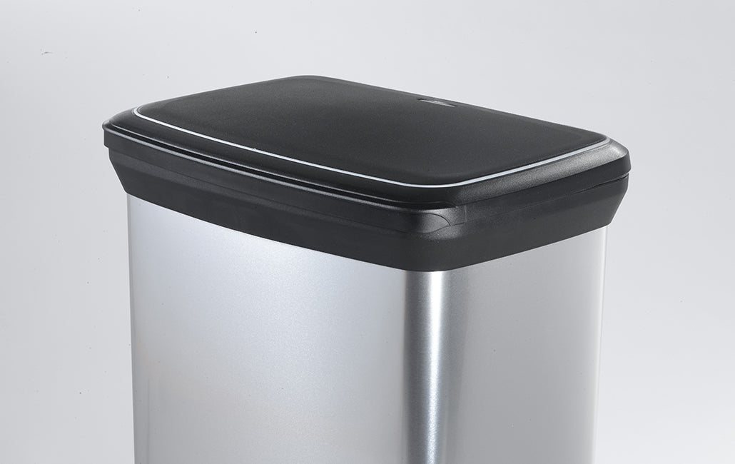 50L Metal Effect Pedal Deco Bin - Silver