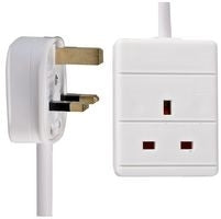 White 1-Gang 1.5mm Extension Lead - 0.5m